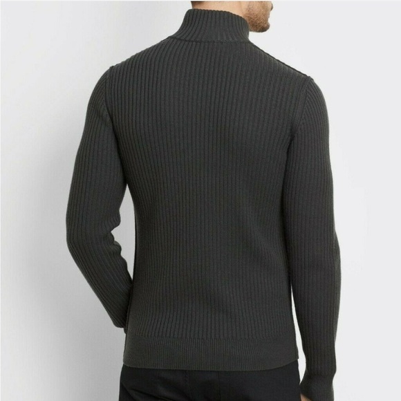 Vince men’s wool 1/4 zip up sweater in green - Picture 6 of 6